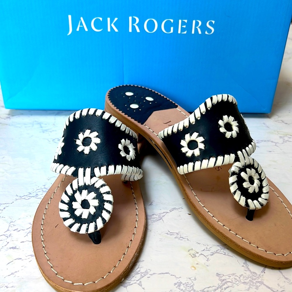 Navy and White Jack Rogers Heritage Sandals
